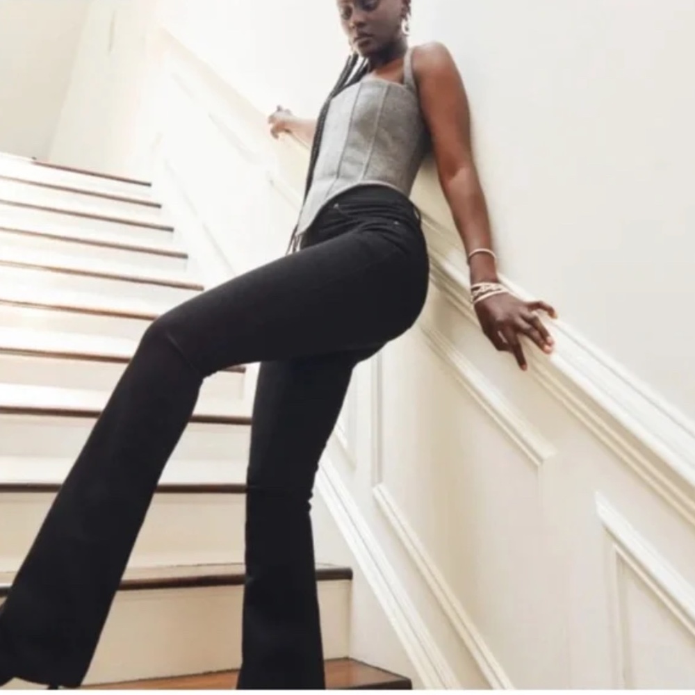 SPANX Flare Pull-On High Rise Stretch Jeans BLACK SIZE LARGE NWOT